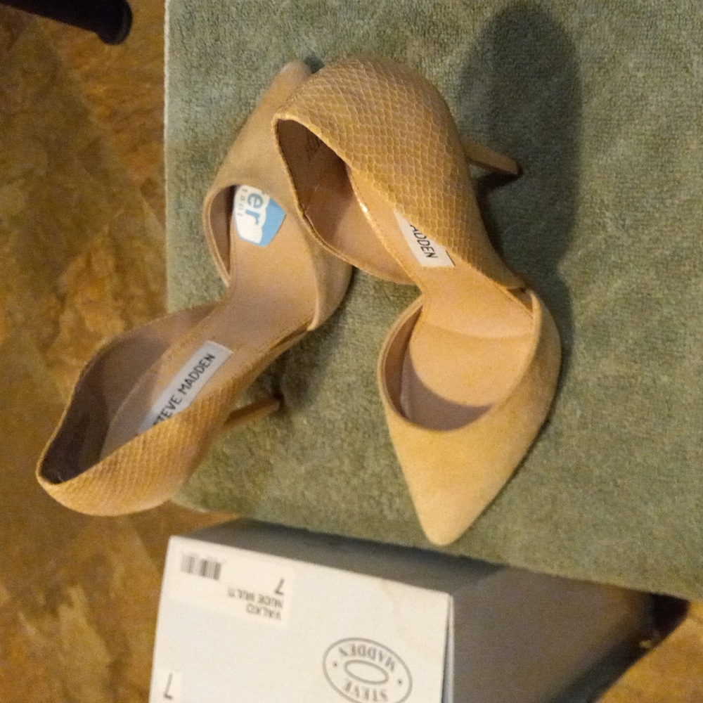 Steve Madden Valko D’Orsay Heels Nude Multi-Color Suede and Snakeskin Size 7 - Picture 12 of 12